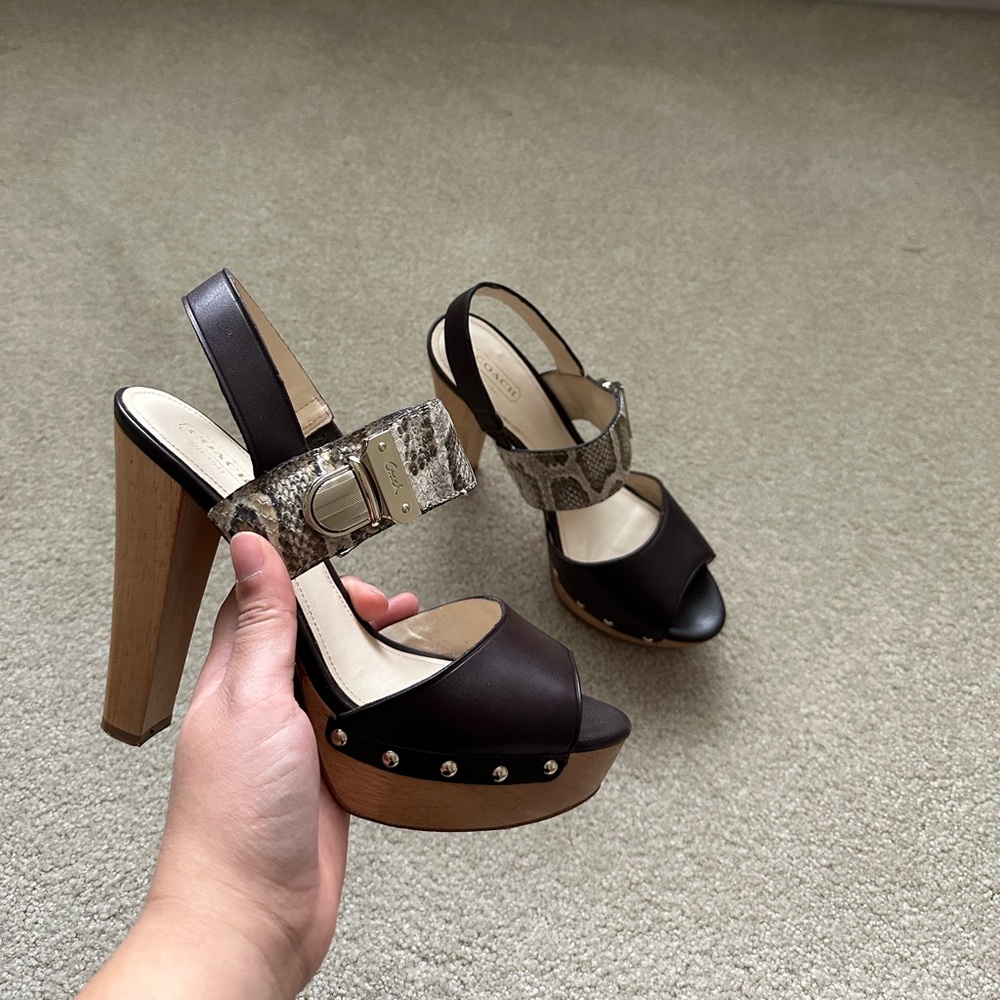 Coach Darcey Printed Python Sandal Heels